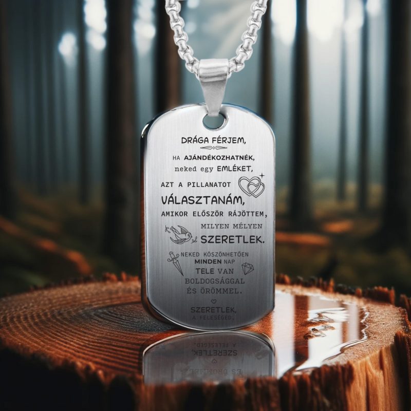 kutyacímke férjnek ajándék gravírozás férfi ékszer acél boldogság bejessa Gravírozott Dog Tag